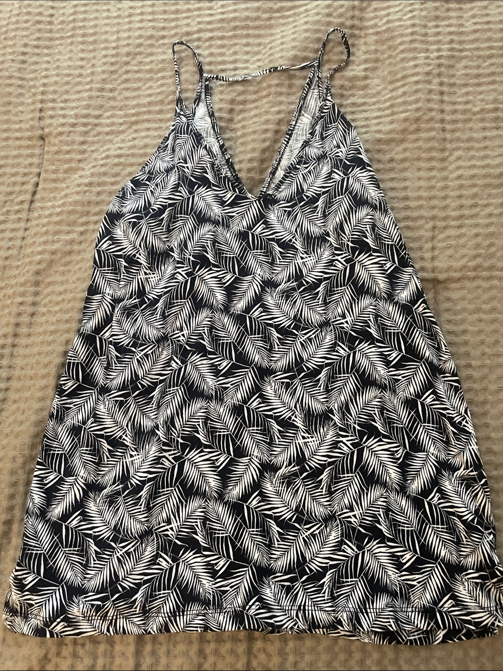 Old Navy Black and White Palm Print Slip Dress